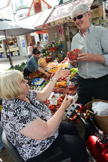 A Shopmobility user at the Market